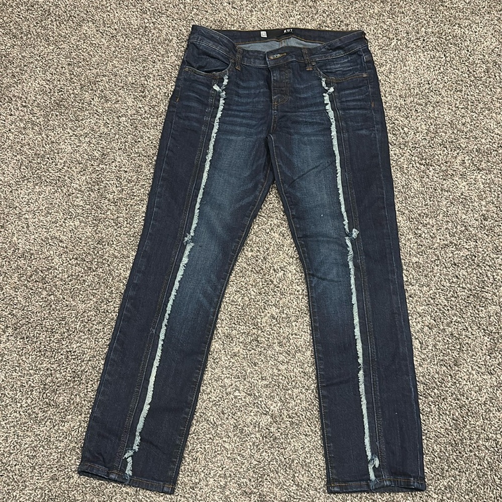 Unique Fringe Detail Two Tone Jeans